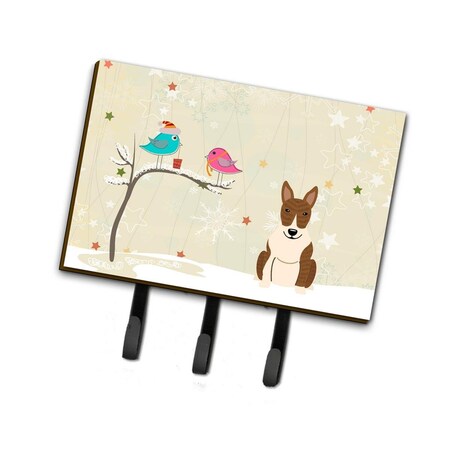 Carolines Treasures Christmas Presents Between Friends Bull Terrier Brindle Leash or Key Holder BB2609TH68